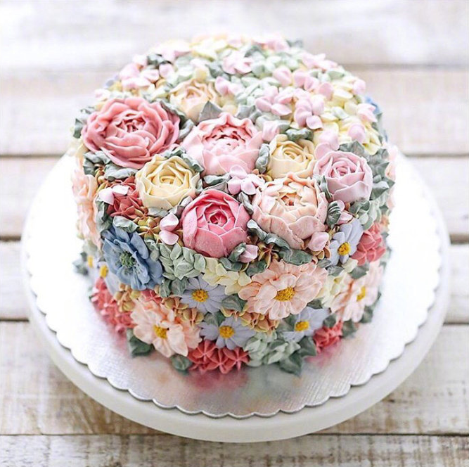 唯美的鲜花生日蛋糕图片 11