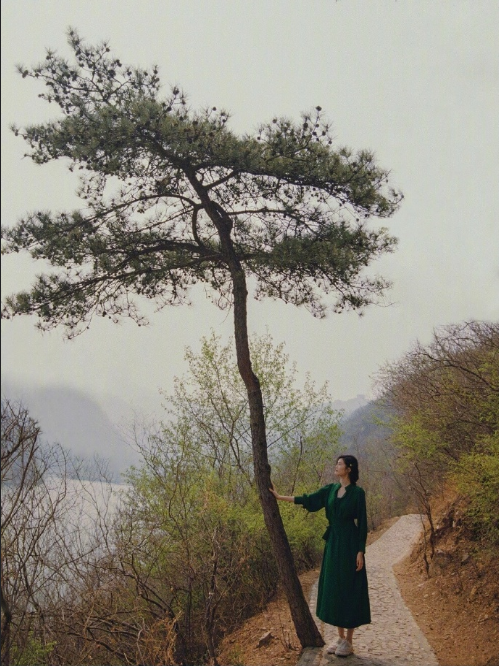中国美女国际超模何穗绿裙写真图片 6