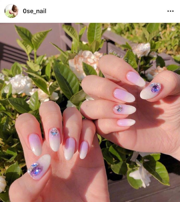 超适合夏天的清爽透明感网红美甲图片大全 2