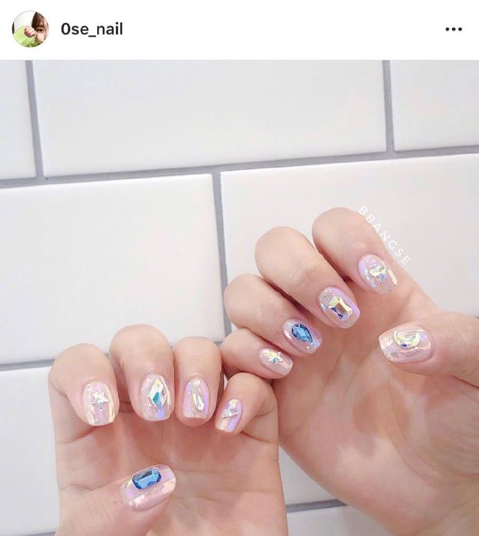 超适合夏天的清爽透明感网红美甲图片大全