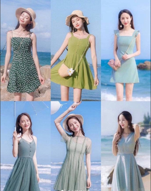 好看的春夏小绿裙子款式图