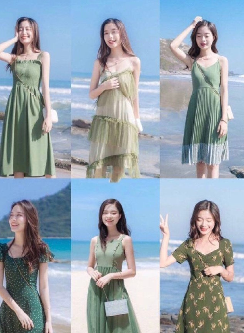 好看的春夏小绿裙子款式图 5