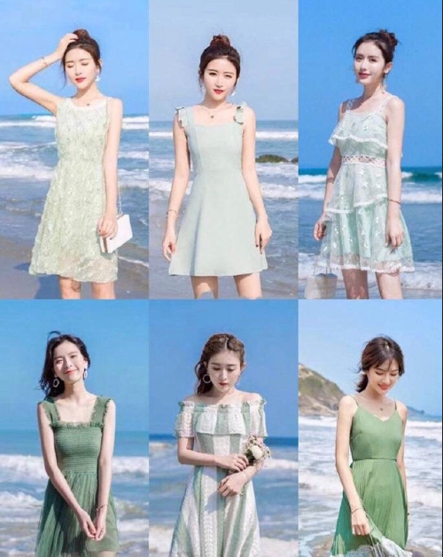 好看的春夏小绿裙子款式图 7