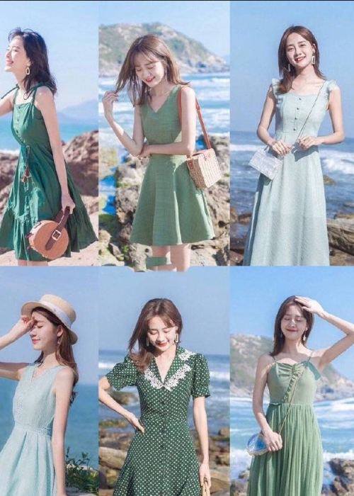 好看的春夏小绿裙子款式图 8