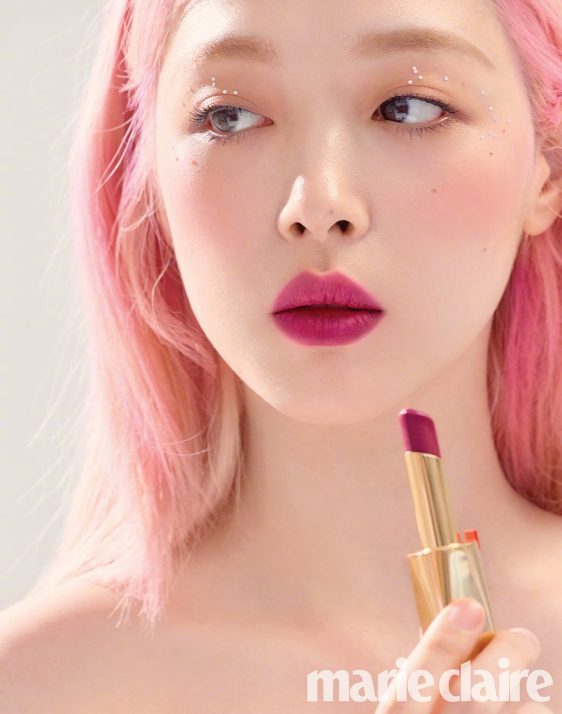 韩国美女图片 雪梨粉色纱裙《marie claire》7月刊封 3