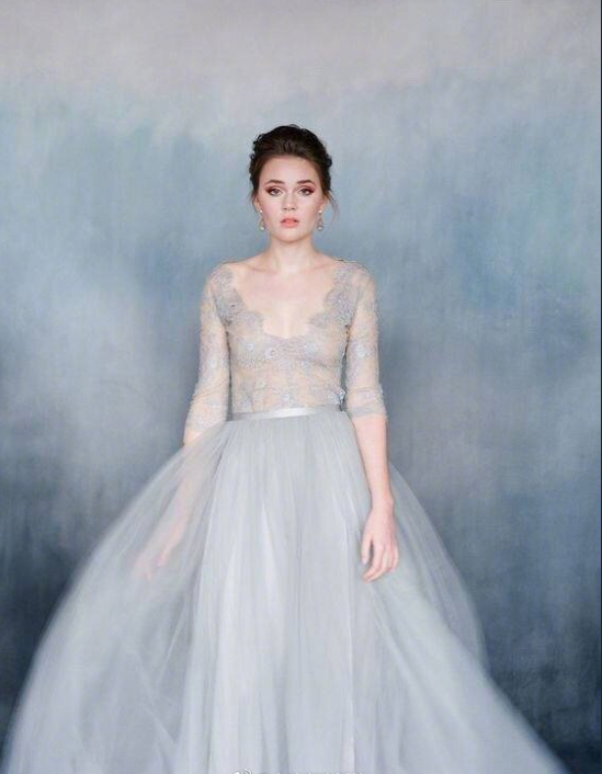 淡蓝色的婚纱图片 好看的美女婚纱照图片 2