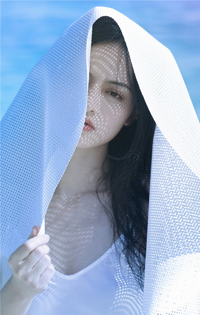 唯美美女图片 清纯美女模特詹詹Celine蓝色图片 7