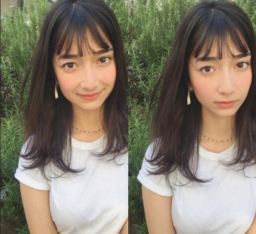 日系齐刘海中长发发型图片 日本美女图片 4