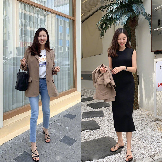 时髦感十足的韩风美女chic出街搭配图片