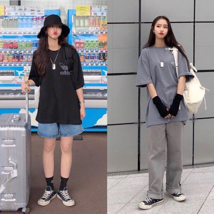 帅哥美女图片 适合酷女孩夏季穿搭参考