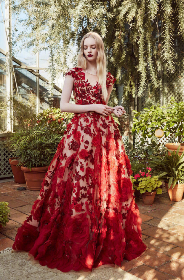 时装Marchesa Pre-Fall2019浪漫花裙礼服图片 16