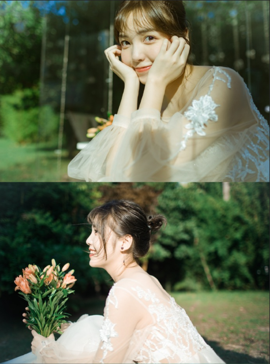 清纯美女毛省曈白色婚纱图片 4