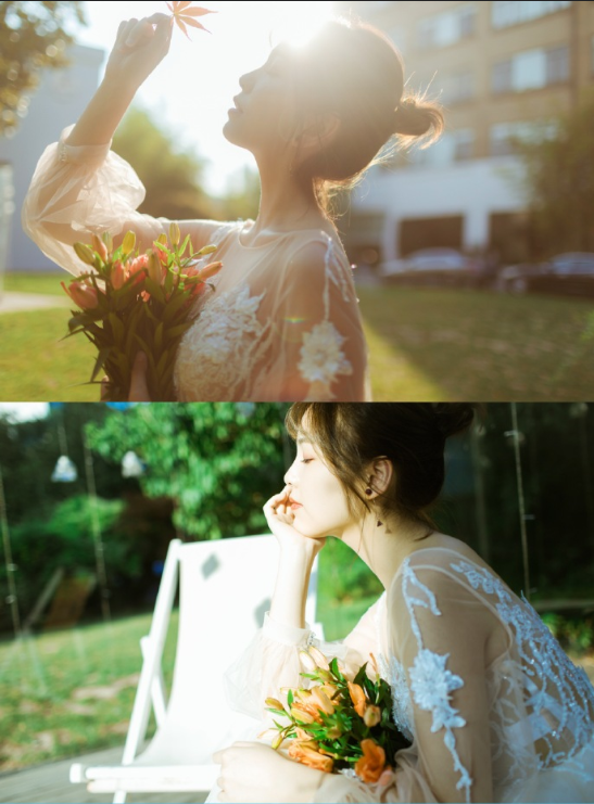 清纯美女毛省曈白色婚纱图片 6