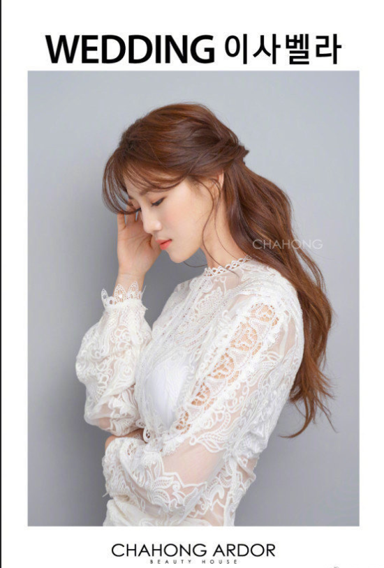 韩式婚纱照新娘发型图片 2