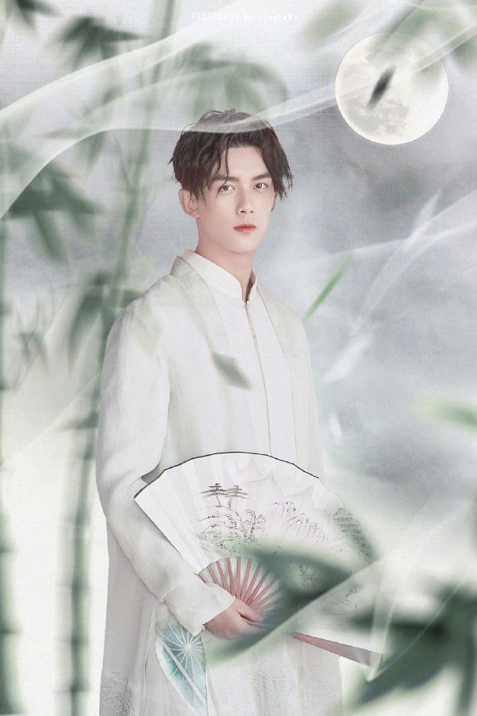 小鲜肉吴磊古风穿搭图片 男明星吴磊烟青色长衫 5