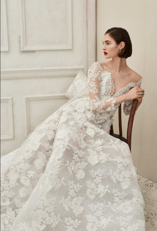 美国婚纱品牌Oscar de la Renta2019白色婚纱图片 2
