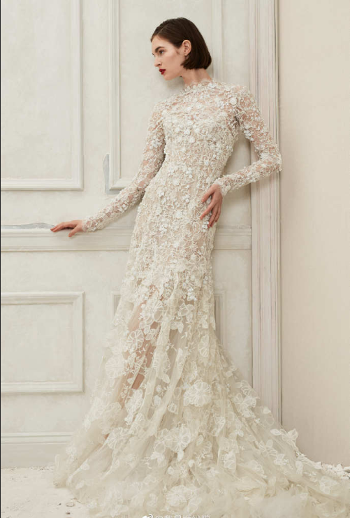 美国婚纱品牌Oscar de la Renta2019白色婚纱图片