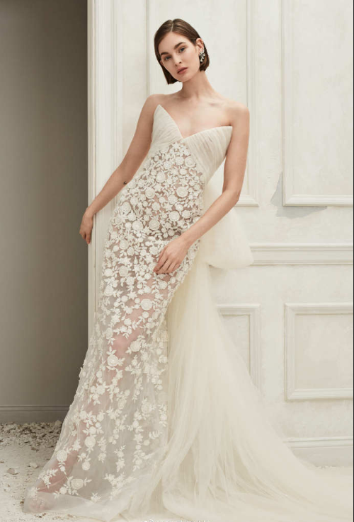 美国婚纱品牌Oscar de la Renta2019白色婚纱图片 11