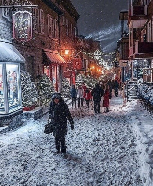 圣诞节魁北克小镇的唯美雪景图片 11