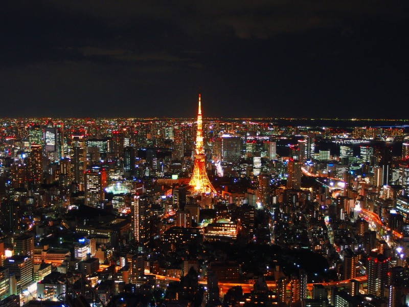 夜晚日本东京塔图片