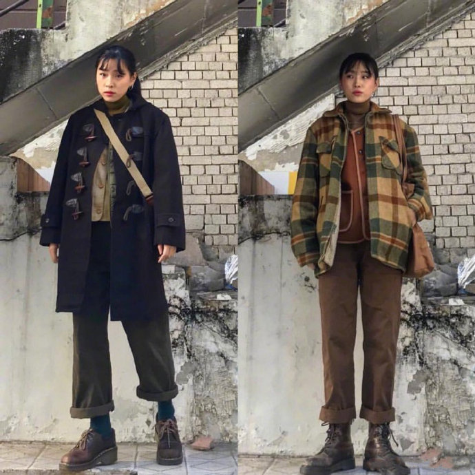 暗色调显瘦秋冬穿搭参考