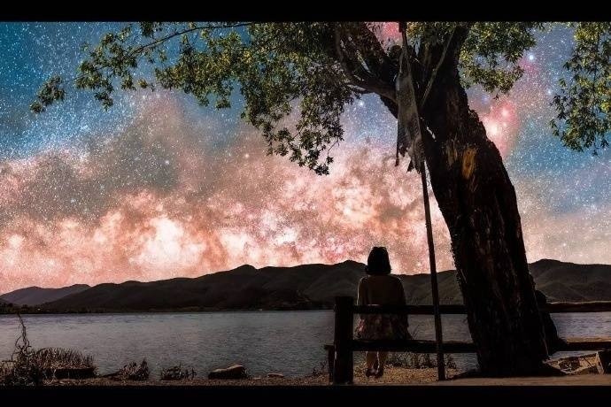 中国夜景泸沽湖的星空​图片 8