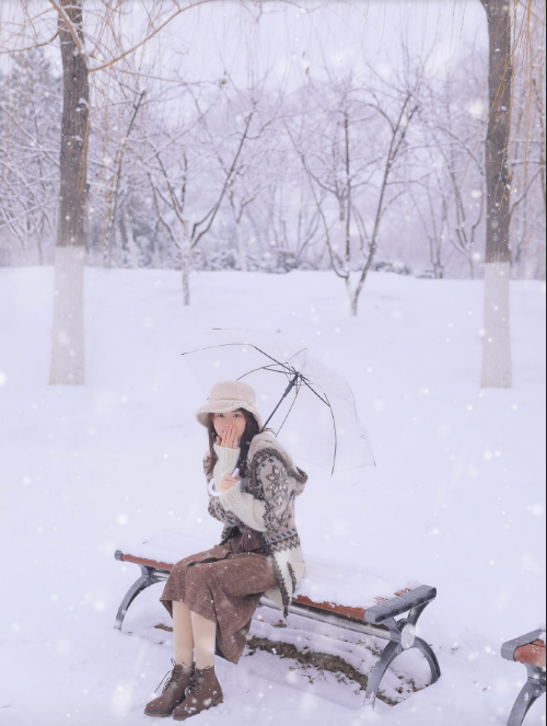 日系画风清纯mm美女下雪天唯美写真图片 10