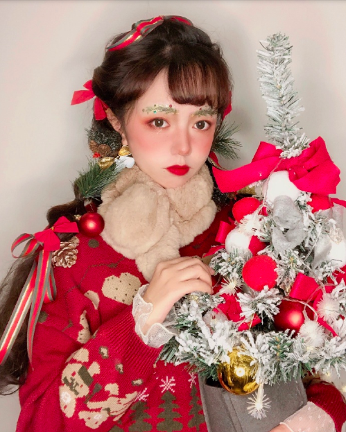 圣诞妆容清纯可爱mm美女图片 2