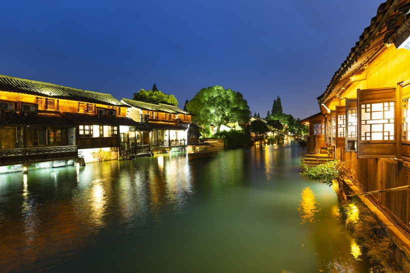 浙江嘉兴乌镇夜景图片 3
