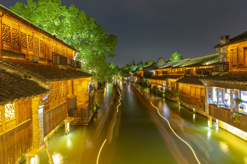 浙江嘉兴乌镇夜景图片 5