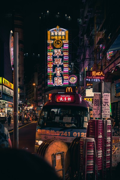 电影里香港街道夜景图片