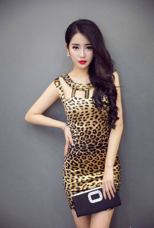 豹纹紧身连衣裙美女性感写真图片 7