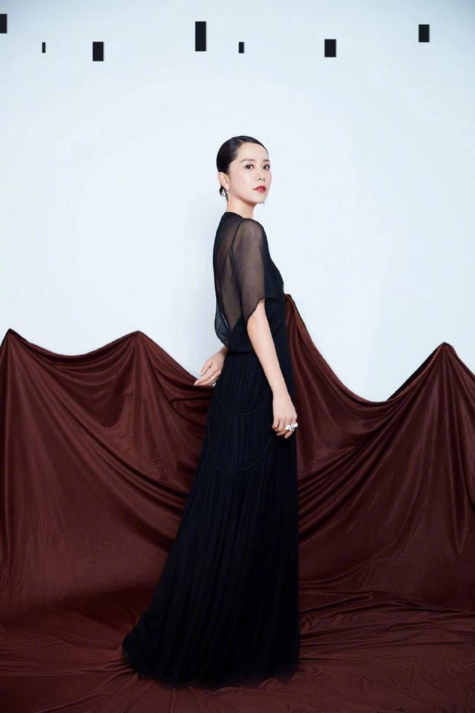 中国美女明星媳妇专业户海清黑色裸背长裙图片 5