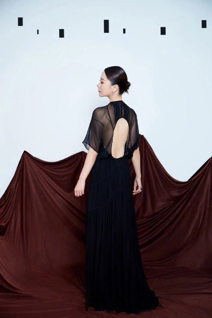 中国美女明星媳妇专业户海清黑色裸背长裙图片 6