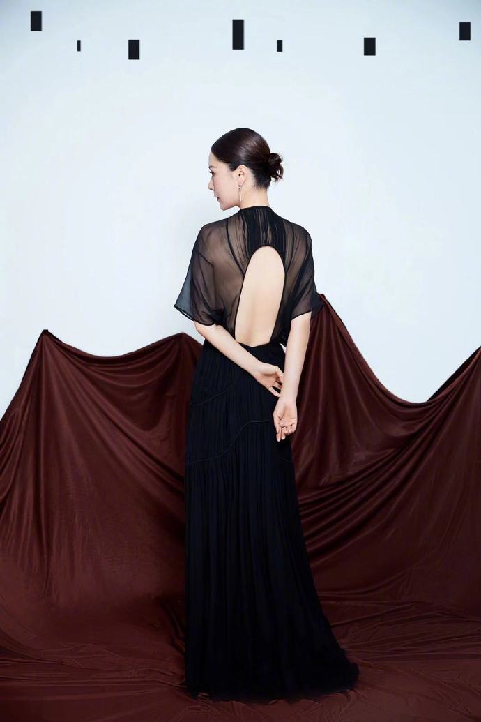 中国美女明星媳妇专业户海清黑色裸背长裙图片 7