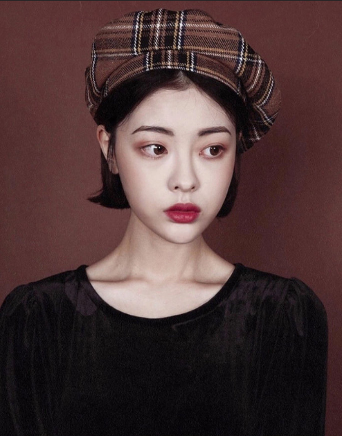 短发女生复古发型清纯mm韩国美女图片 15