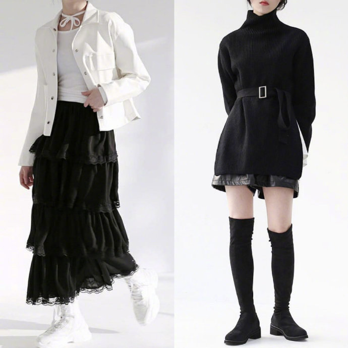 个性十足的黑白色系极简风服装搭配盐系少女值得参考