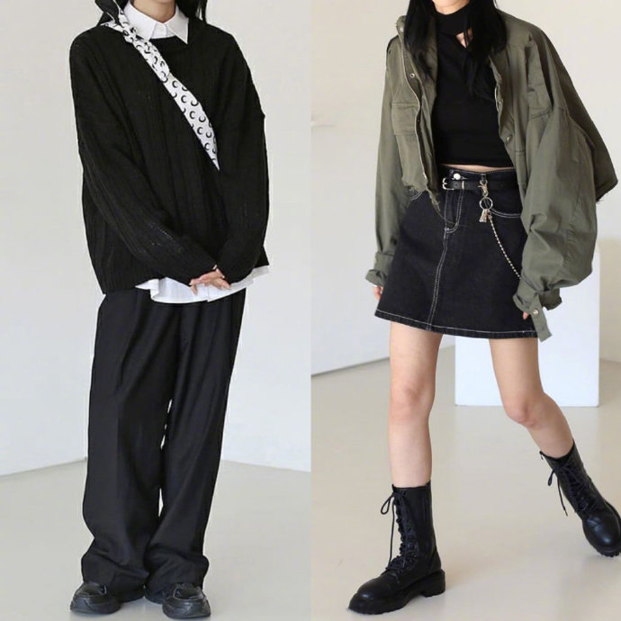 个性十足的黑白色系极简风服装搭配盐系少女值得参考 7
