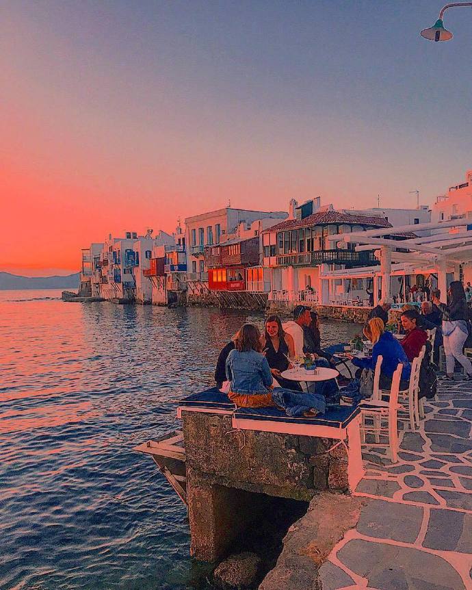 海边风景图片米克若斯岛夕阳图片