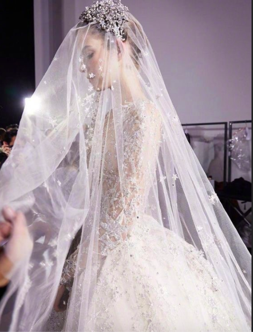 婚礼灵感奢华的婚纱头纱图片 8