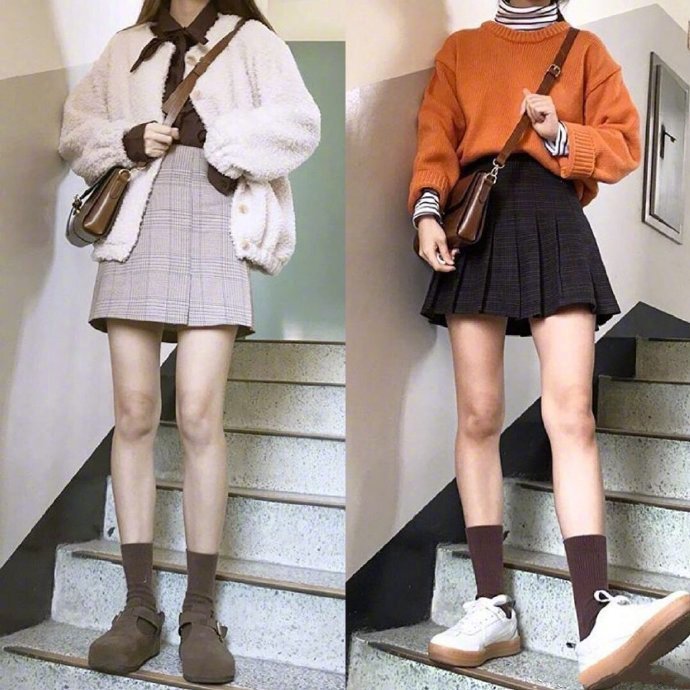 活力满满的暖春学院风look短裙搭配短袜