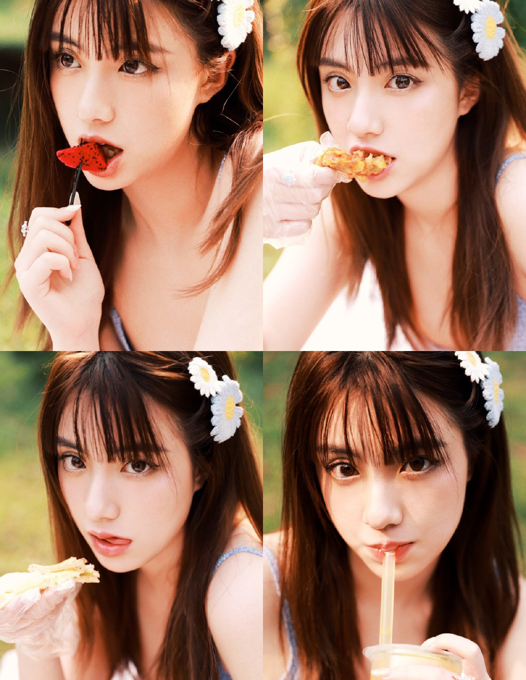 大眼mm吊带连衣裙唯美户外写真图片 3