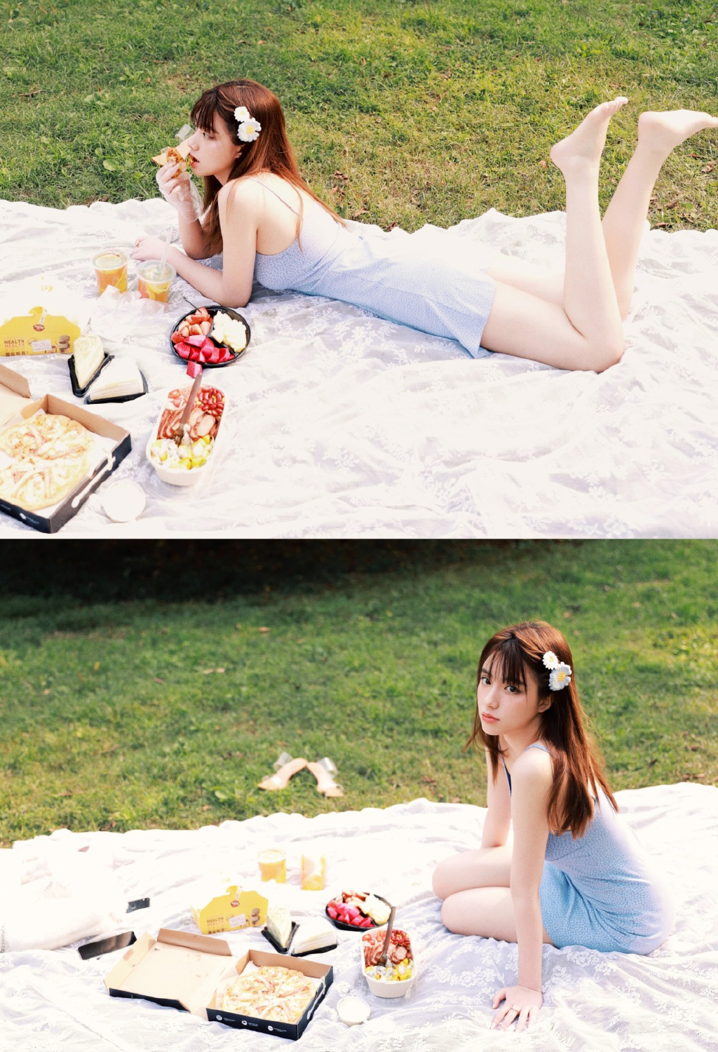 大眼mm吊带连衣裙唯美户外写真图片 4