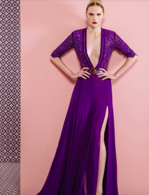 Georges Hobeika紫色和黑色婚纱图片