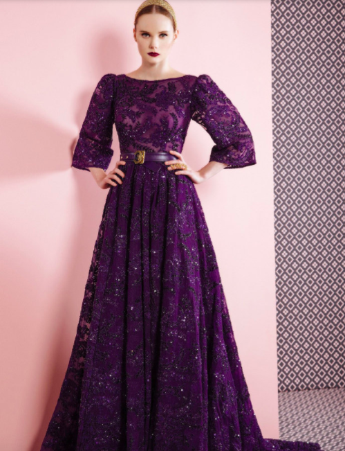 Georges Hobeika紫色和黑色婚纱图片 5