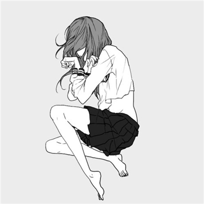 伤感动漫头像女生哭泣黑白 6