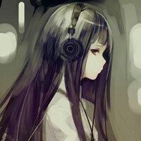 动漫头像二次元女黑白 1
