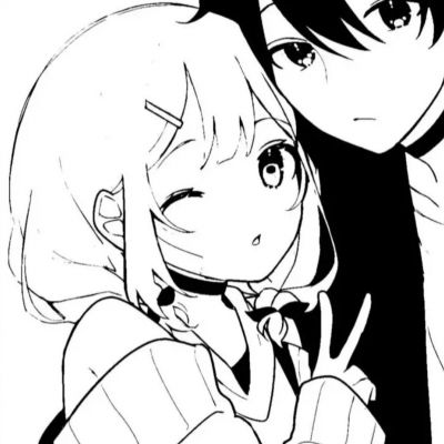 黑白漫画头像情头日系 7