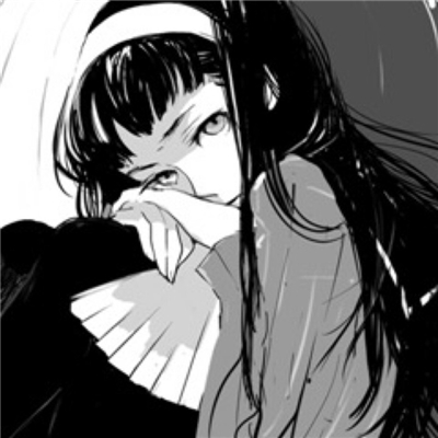 伤感动漫头像女生哭泣黑白 1